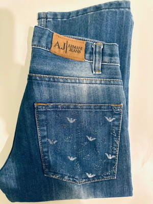 Armani Junior Jeans used, blue denim slim fit size 128 cm