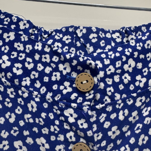 Blue floral midi skirt size S like new with decorative buttons