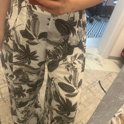 Mango women's summer pants with wide legs and Hawaiian print XL like new
