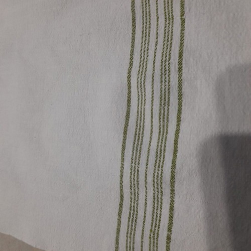 Handwoven towel with green stripes, like new, cotton 132x67 cm