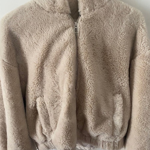 Bershka beige faux fur jacket medium used