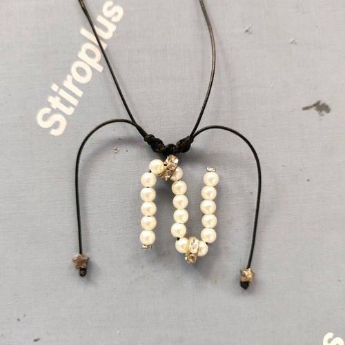 Necklace with letter N new, black and white