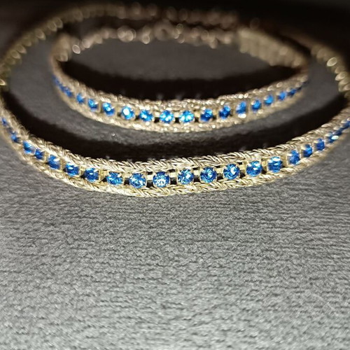 Jewelry set bracelet and necklace white silver with sapphire stones used