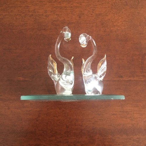 Ornament with two crystal swans used, gold accents