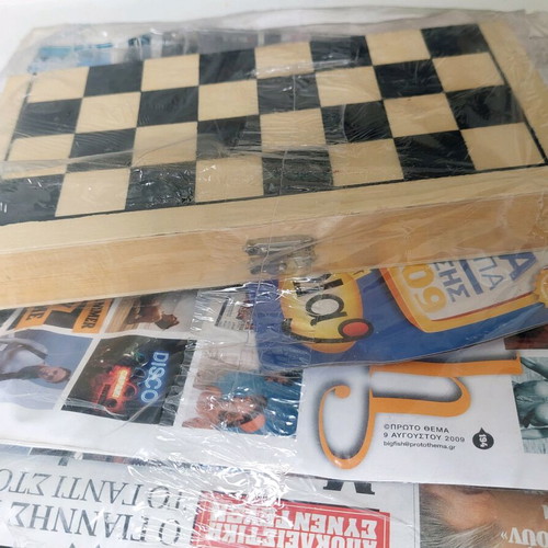Collectible Proto Thema 2009 set with wooden backgammon/chess, Nikos Vertis CD and Best OLA DVD sealed