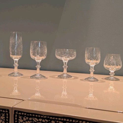 Crystal glass set bar & wine like new, 95 pieces Bohemia style