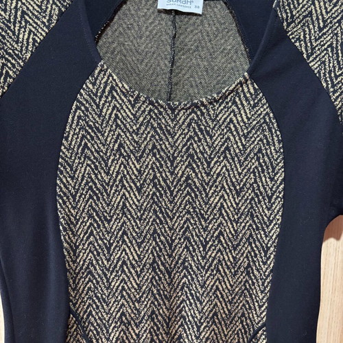Sarah Lawrence herringbone dress like new, black and beige, size M