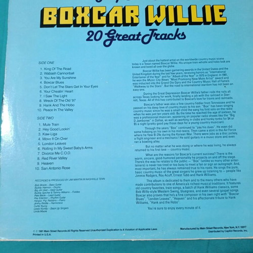 Boxcar Willie King Of The Road vinyl record