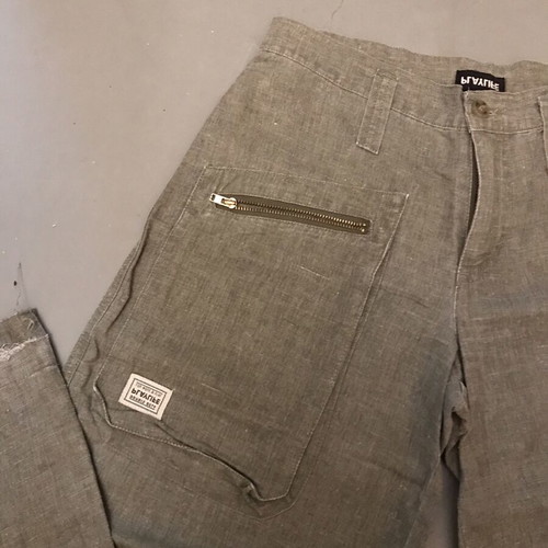 Playlife khaki linen pants used, size S/36/8