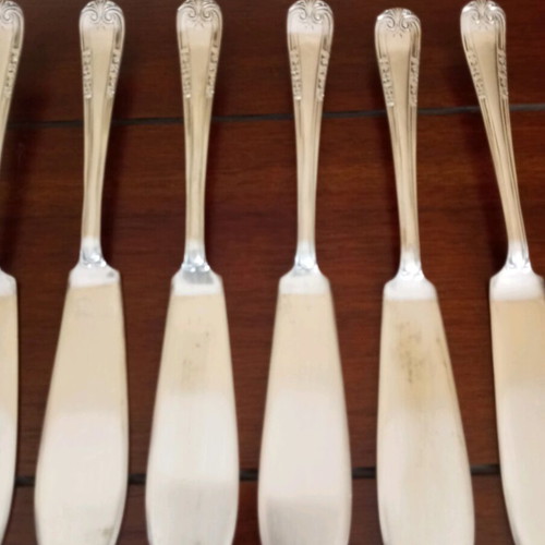 Vintage silver-plated fish cutlery set used Art deco 1930-1940