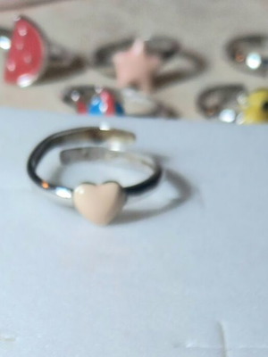 Silver 925° children's heart ring with pink enamel, adjustable