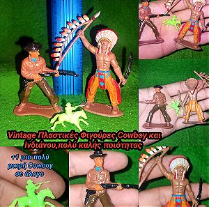 Vintage Φιγούρες Cowboy Ινδιάνου καλής ποιότητας Πλαστικές βαμμένες στο χέρι Plastic Figures Indians