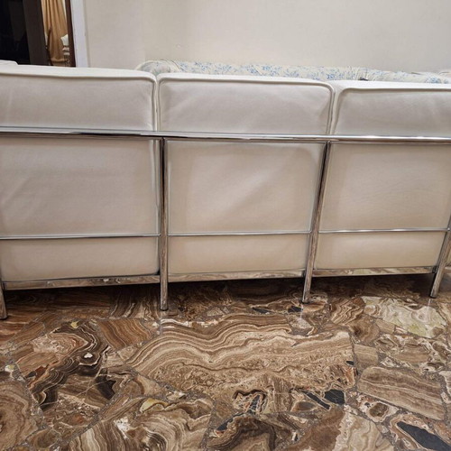 Office sofas white leather like new, 2 pieces, Italian design