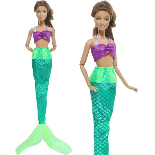 Mermaid Queen Doll Dress 29cm new, green tail and purple bust
