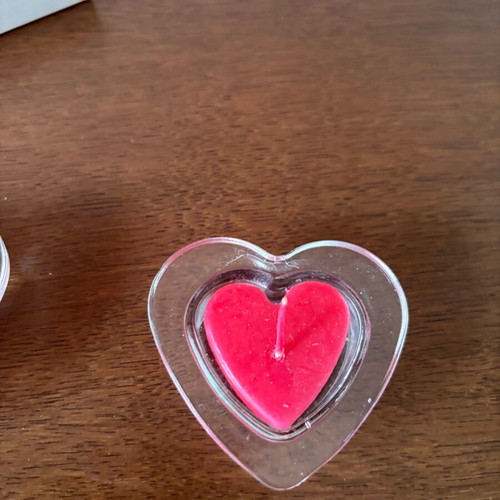 Heart-Shaped Decorative Candles with Glass Holders, New