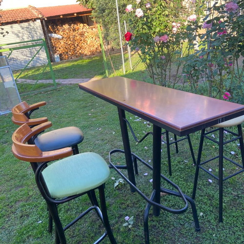 Stool like new with leatherette seat and wooden backrest