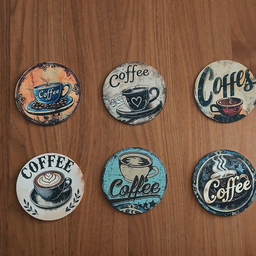 Vintage wooden coasters set of 6 new