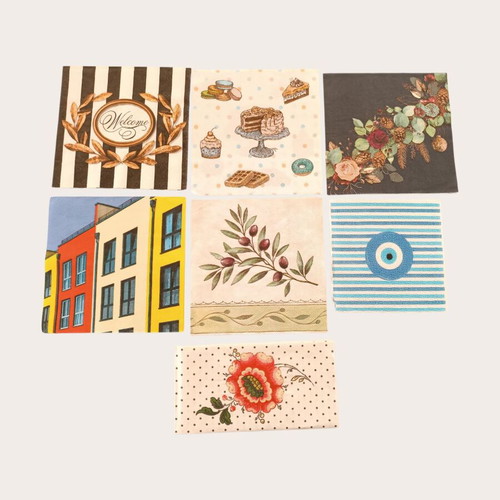 Collection of 7 new napkins for crafts and decoupage