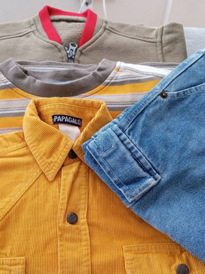 Boys' clothing set of 4 pieces (3-5 years) with jeans, corduroy shirt, Disney sweatshirt, jacket