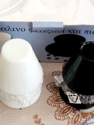 Glass cup set 12 pieces new, white and black