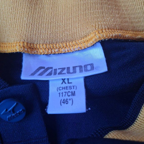 Mizuno Solar Cut sports shirt used, size XL, dark blue with yellow accents
