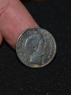 Othon Half Drachma 1846 used, pierced