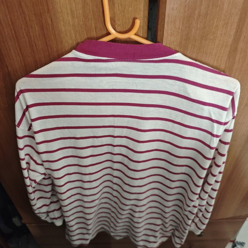 Women's cotton blouse size L like new, white and pink