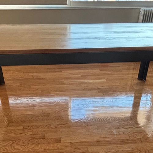 Handmade dining table 120x210 cm, solid wood with detachable metal base