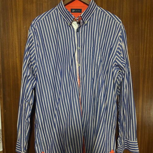 Dur long-sleeve striped shirt, size XL, blue and white