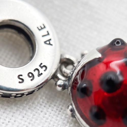 Pandora Ladybug Charm new, red and silver