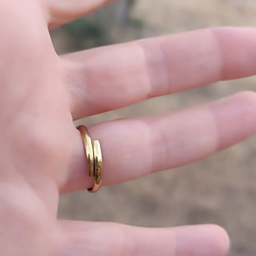 Brass ring with rainbow moonstone adjustable size, genuine semi-precious stone