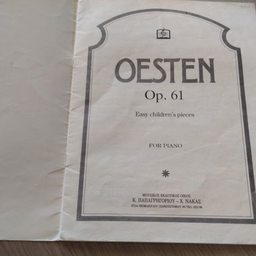 Oesten Op. 61 piano sheet music book used, Greek