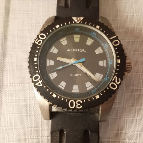Auriol Quartz wristwatch used, waterproof, black, 35 mm