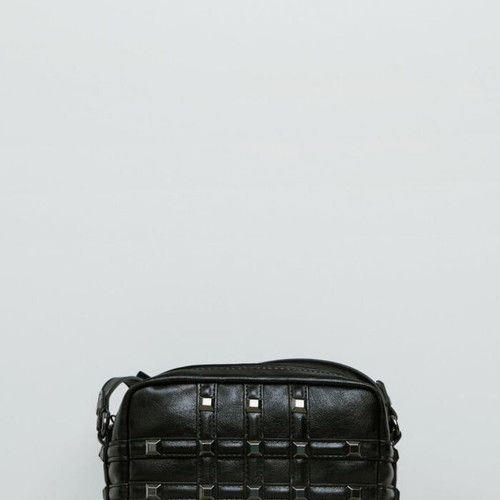 Crossbody bag like new with studs, black and silver