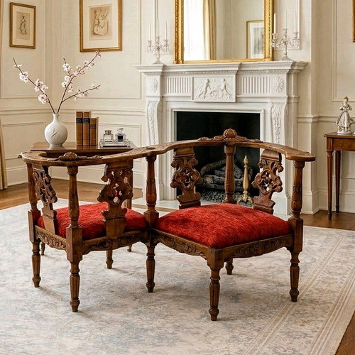 Tête-à-Tête chair 19th century like new, solid walnut