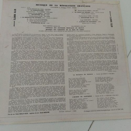 Musique de Revolution Francaise vinyl record used, military marches