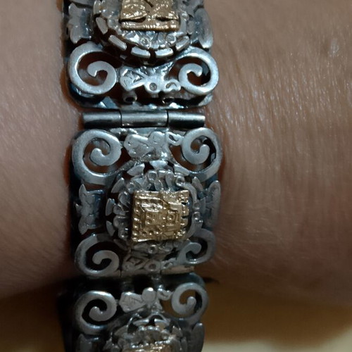 Vintage Mexican Sterling Silver 925 & 18K Gold Bracelet like new