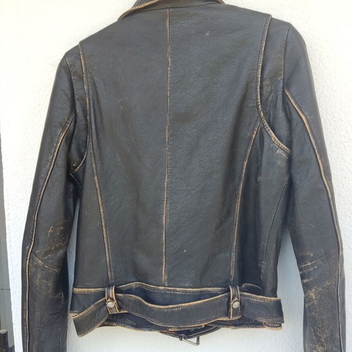 Na-Kd leather biker jacket black like new, size 36