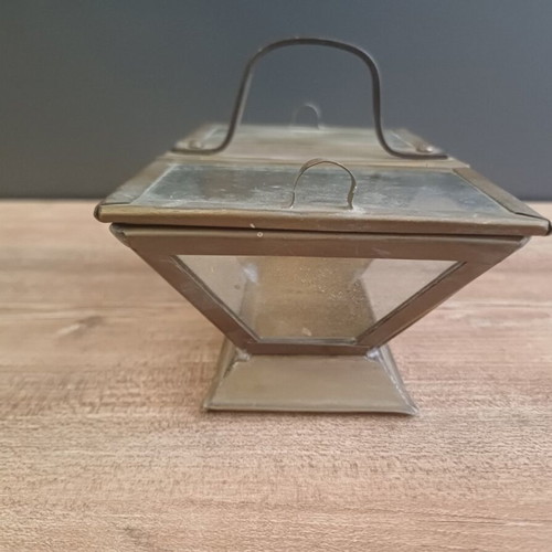 Brass and glass container for coffee and sugar used