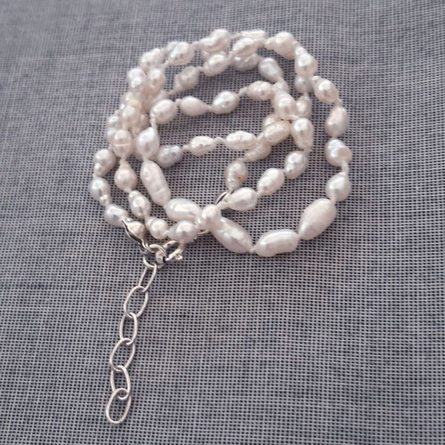 Jasmine Necklace with Natural Pearls and 925 Silver Handmade New
