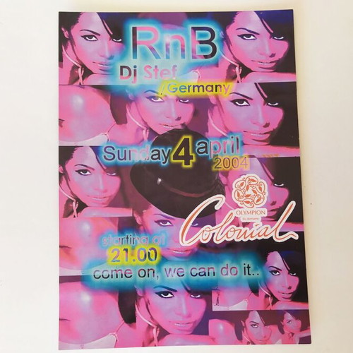 Club Olympion Colonial flyer used, RnB Dj Stef 04/04/2004