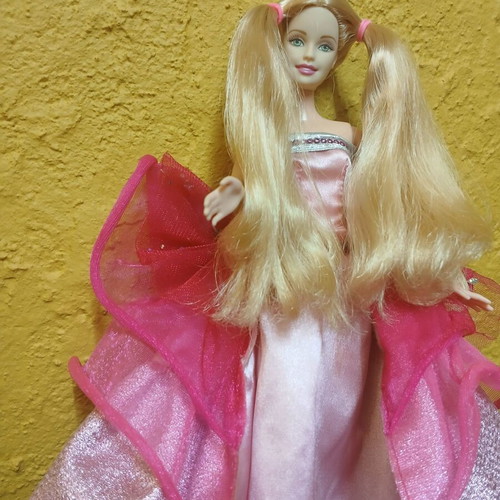 Barbie doll dress used, reversible pink tulle with stars