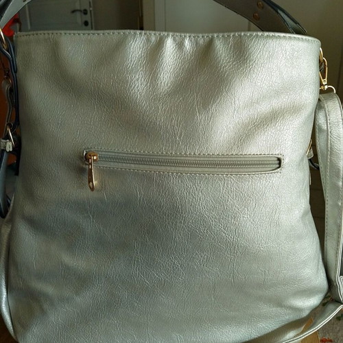 Shoulder bag silver matte like new with zipper pocket