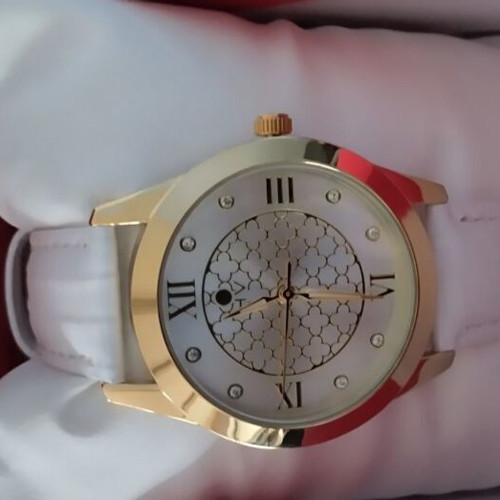 Helena Vera Elegant Women's Quartz Watch, White Leather Strap