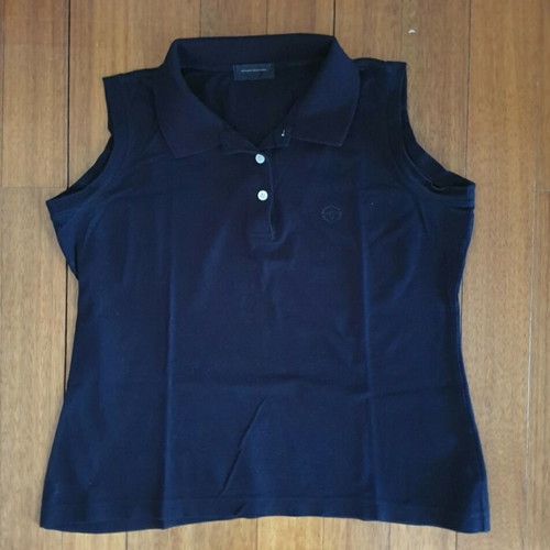 Sergio Tacchini Women's Polo Shirt Sleeveless Black Size L like new