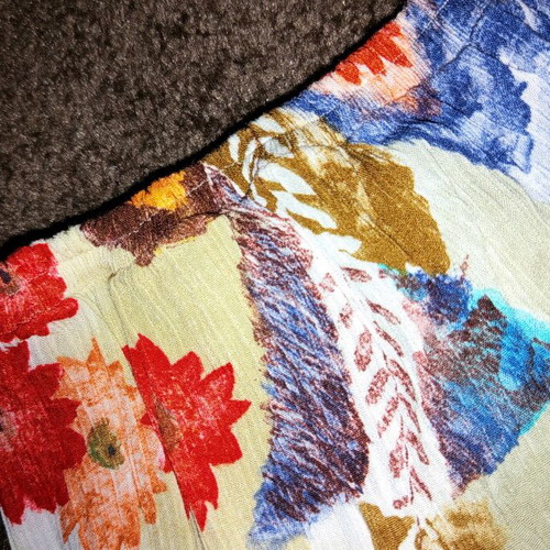 Abstract floral skirt, beige multicolor, size S