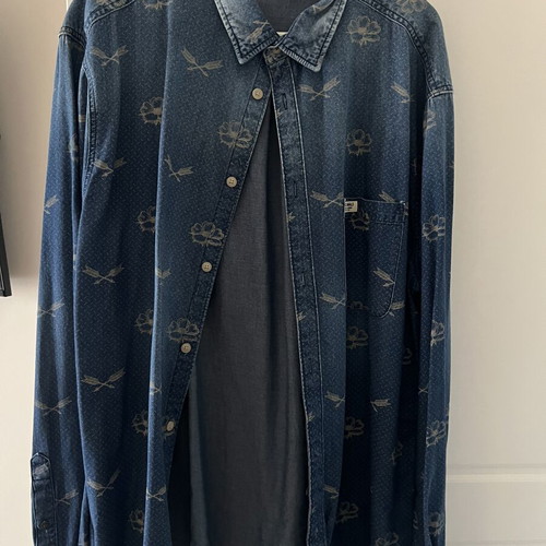 Jack & Jones Jean shirt XL with patterns, like new, beige and blue