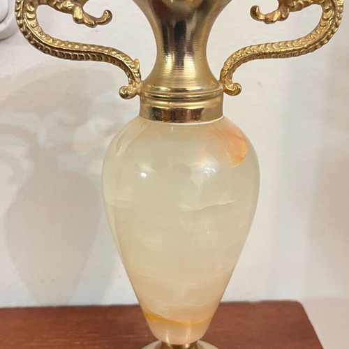 Vintage marble amphora like new with bronze dragon handles