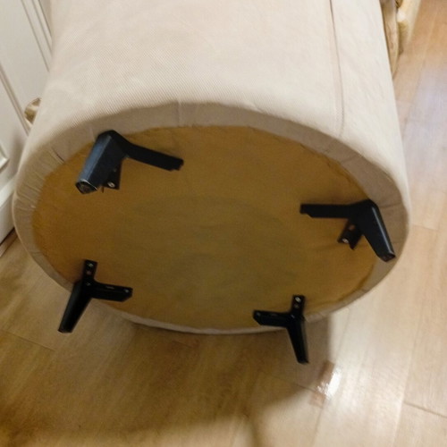 Modern round armchair, ice color, metal legs