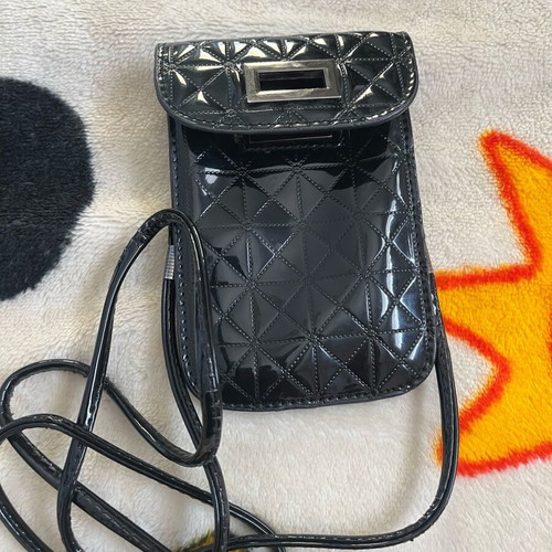 Small black patent leather crossbody bag like new